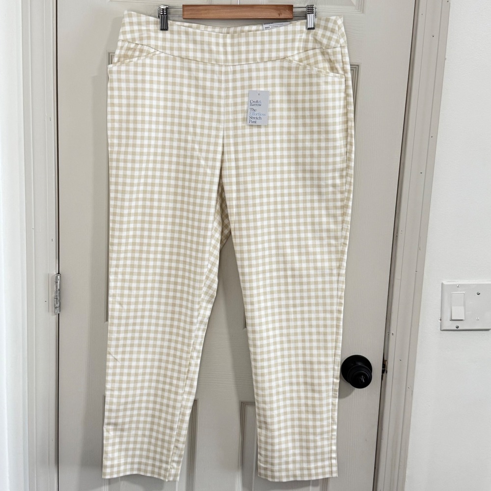 Croft & Barrow Effortless Stretch Pant Women 16W Gingham Straight Spring Cottage